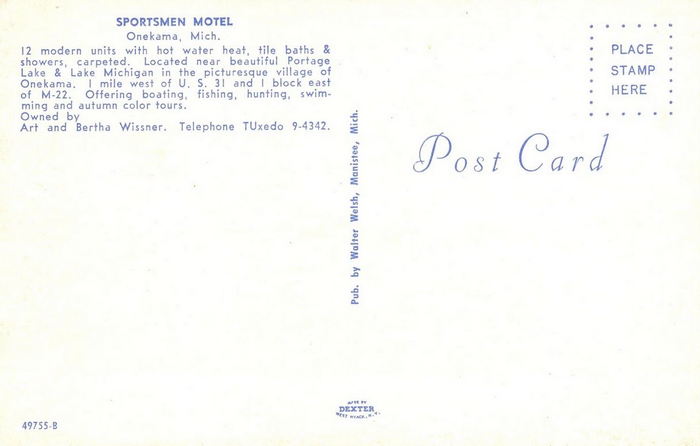 Travelers Motel (Sportsmen Motel) - Vintage Post Card